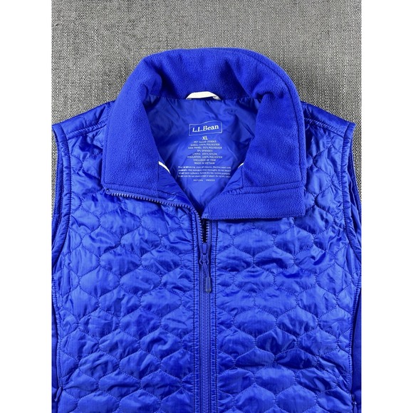 LL Bean Quilted Vest Women's XL Blue Preppy Logo Lightweight Full Zip Outdoor - Picture 2 of 11